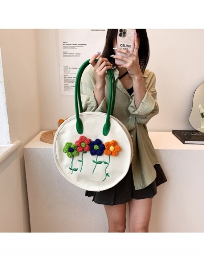 Replica  Versatile Lovely Flowers Canvas Round Tote Bag #800659 $24.25 USD for Wholesale