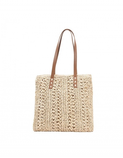 Replica Versatile Solid Straw  Shopping Vacation Tote Bags #800663 $26.71 USD for Wholesale