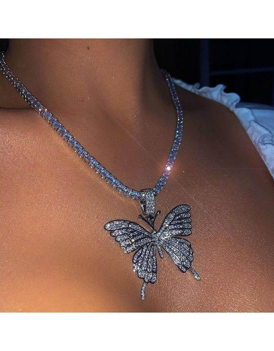  Rhinestone Butterfly Hip Hop Pendant Necklace #800672 $8.76 USD, Wholesale Fashion Necklaces