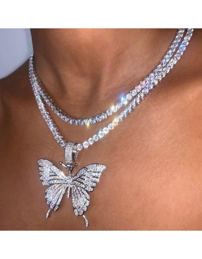 Replica  Rhinestone Butterfly Hip Hop Pendant Necklace #800672 $8.76 USD for Wholesale