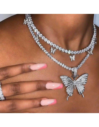 Replica  Rhinestone Butterfly Hip Hop Pendant Necklace #800672 $8.76 USD for Wholesale