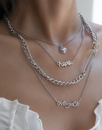 Ladies Hip Hop Layered Solid Letter Necklace Sets #800685 $7.21 USD, Wholesale Fashion Necklaces