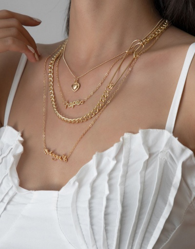 Replica Ladies Hip Hop Layered Solid Letter Necklace Sets #800685 $7.21 USD for Wholesale