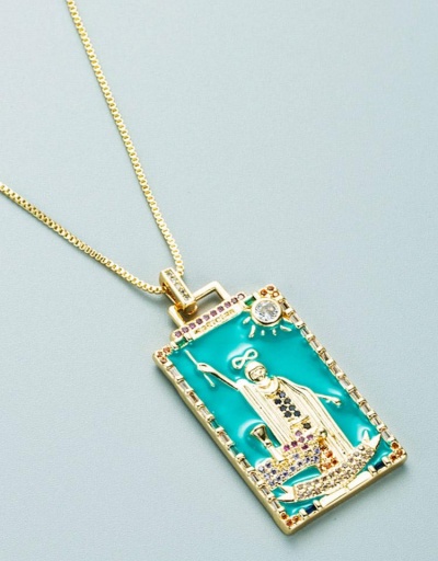 Replica Retro Tarot Design Zircon Designer Necklace #800688 $14.92 USD for Wholesale