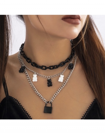 Punk Style Bear Lock Pendant Necklace Sets #800693 $8.76 USD, Wholesale Fashion Necklaces