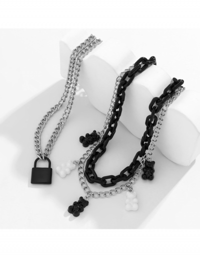 Replica Punk Style Bear Lock Pendant Necklace Sets #800693 $8.76 USD for Wholesale