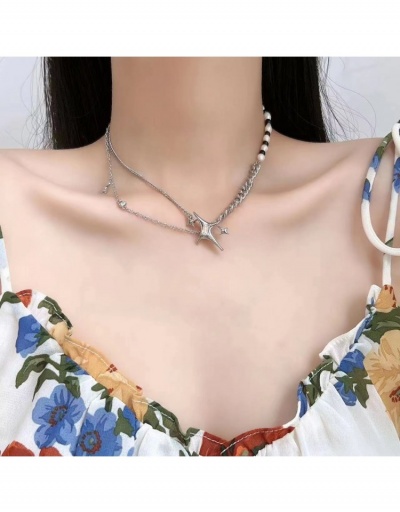 Replica Stylish Asymmetry Four-pointed Star Ladies Necklace #800704 $17.25 USD for Wholesale