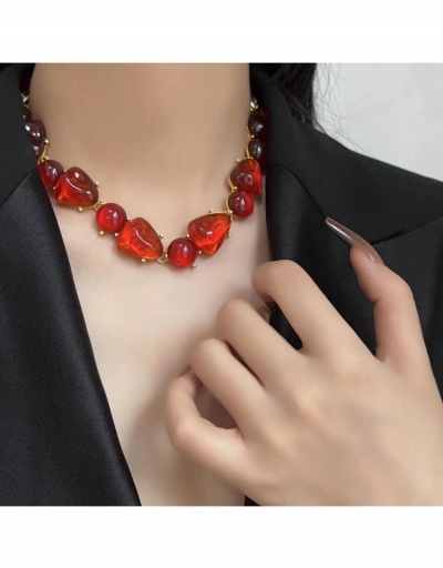 Replica  Vintage Holiday Red Stone Necklaces #800709 $11.49 USD for Wholesale