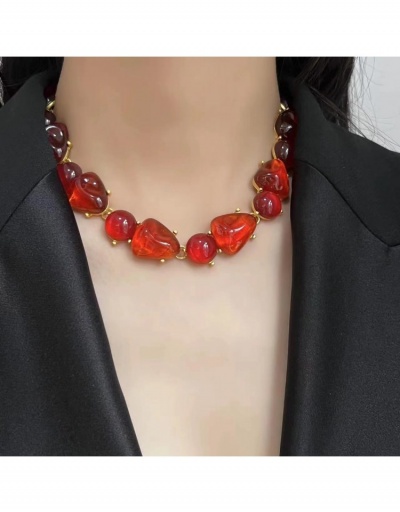 Replica  Vintage Holiday Red Stone Necklaces #800709 $11.49 USD for Wholesale