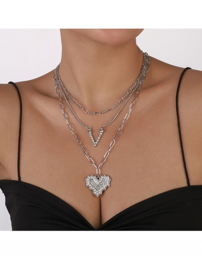 Replica Ladies Street Rhinestone Heart Pendant Layered Necklace  #800713 $8.03 USD for Wholesale