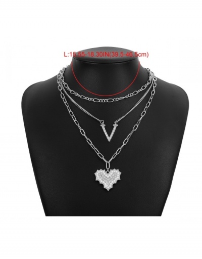 Replica Ladies Street Rhinestone Heart Pendant Layered Necklace  #800713 $8.03 USD for Wholesale