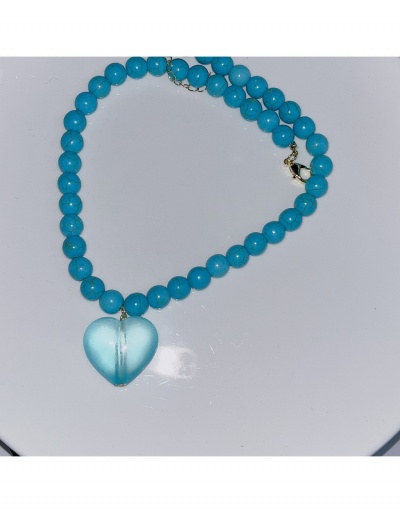 Replica  French Retro Turquoise Handmade Big Pendant Necklace #800716 $12.12 USD for Wholesale