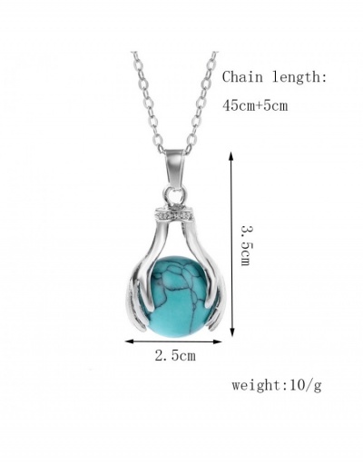 Replica  Creative Turquoise Ball Pendant Necklace #800718 $6.34 USD for Wholesale