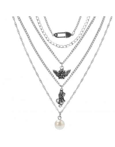 Replica  Retro Faux Pearl Angel Multi-layer Necklace #800719 $6.69 USD for Wholesale