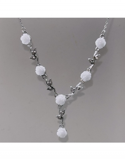 Leaf White Flower  Pendant Necklace For Women #800722 $7.54 USD, Wholesale Fashion Necklaces