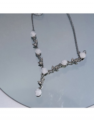 Replica Leaf White Flower  Pendant Necklace For Women #800722 $7.54 USD for Wholesale