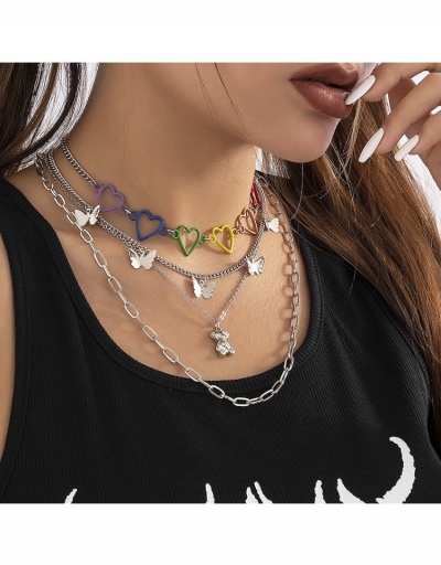 Replica  Punk Personality Heart Butterfly Pattern Ladies Necklace #800729 $8.12 USD for Wholesale