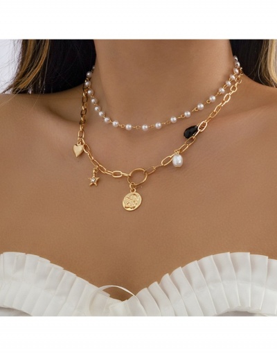  Hip-hop Double Layer Faux Pearl Necklace For Girls #800732 $7.21 USD, Wholesale Fashion Necklaces