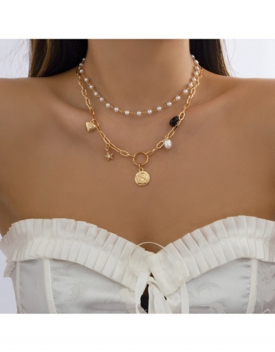 Replica  Hip-hop Double Layer Faux Pearl Necklace For Girls #800732 $7.21 USD for Wholesale