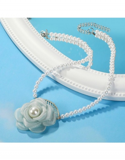 Replica  Creative Cute Faux Pearl Flower Necklace #800736 $5.94 USD for Wholesale