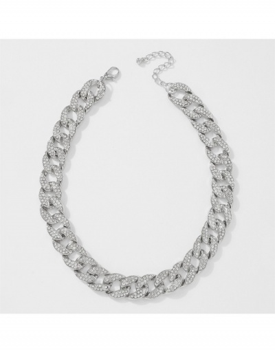 Replica  Exaggerated Style Rhinestone Chain Necklace #800744 $11.83 USD for Wholesale