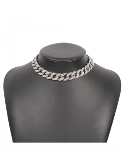 Replica  Exaggerated Style Rhinestone Chain Necklace #800744 $11.83 USD for Wholesale