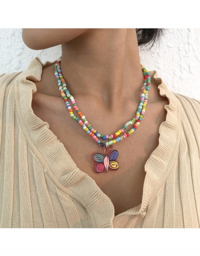  Contrast Color Butterfly Pattern Necklace #800749 $7.40 USD, Wholesale Fashion Necklaces