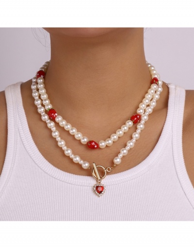 Fashion Heart Rhinestone Faux Pearl Chain Women's Necklace #800750 $8.42 USD, Wholesale Fashion Necklaces