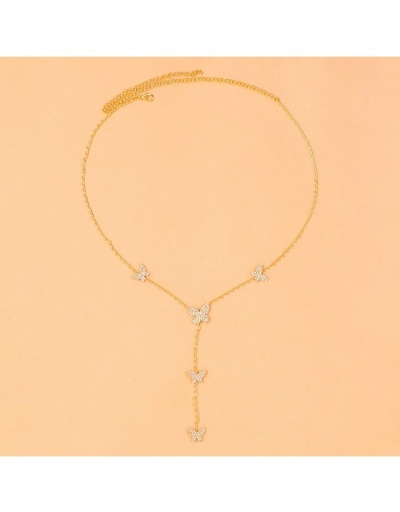  Niche Light Luxury Diamond-inlaid Butterfly Necklace   #800753 $9.75 USD, Wholesale Fashion Necklaces