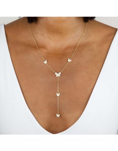 Replica  Niche Light Luxury Diamond-inlaid Butterfly Necklace   #800753 $9.75 USD for Wholesale