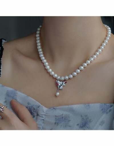 Replica Ladies Faux Pearl  Heart Rhinestone Pendant Necklace #800758 $19.25 USD for Wholesale