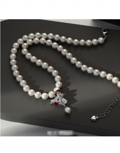 Replica Ladies Faux Pearl  Heart Rhinestone Pendant Necklace #800758 $19.25 USD for Wholesale