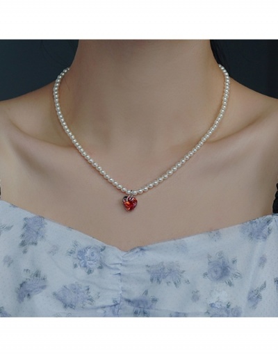 Faux Pearl Heart Pendant Ladies Necklace #800759 $18.66 USD, Wholesale Fashion Necklaces