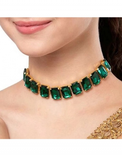 Green Fashion Shiny Full Diamond Necklace #800765 $14.61 USD, Wholesale Fashion Necklaces