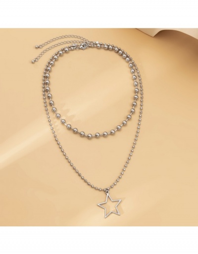 Replica  Punk Chain Hollowed-out Star Simple Necklace #800768 $6.68 USD for Wholesale