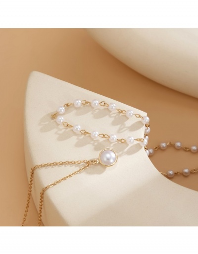 Replica  Faux Pearl Chain Layer Pendant Necklace #800769 $6.34 USD for Wholesale