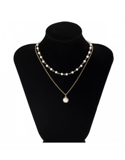 Replica  Faux Pearl Chain Layer Pendant Necklace #800769 $6.34 USD for Wholesale