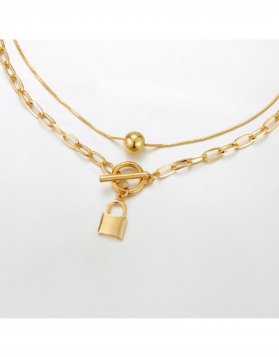 Replica  Retro Lock Geometric Simple Layer Necklace #800770 $5.98 USD for Wholesale