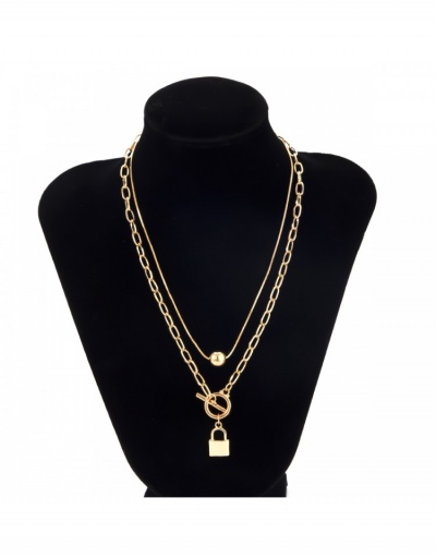 Replica  Retro Lock Geometric Simple Layer Necklace #800770 $5.98 USD for Wholesale