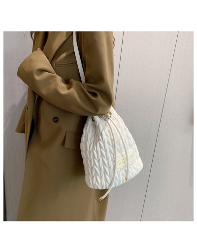 Stylish White Drawstring Cross Body Shoulder Bags #800816 $43.26 USD, Wholesale Fashion Shoulder Bags