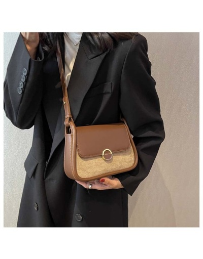 Retro Contrast Color  Brown Shoulder Bags #800817 $35.70 USD, Wholesale Fashion Shoulder Bags