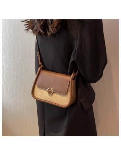 Replica Retro Contrast Color  Brown Shoulder Bags #800817 $35.70 USD for Wholesale