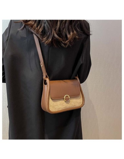 Replica Retro Contrast Color  Brown Shoulder Bags #800817 $35.70 USD for Wholesale