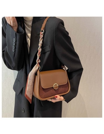 Replica Retro Contrast Color  Brown Shoulder Bags #800817 $35.70 USD for Wholesale