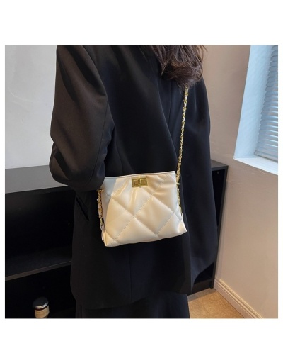 Rhombus Lattice  White Chain Shoulder Bags #800928 $33.75 USD, Wholesale Fashion Shoulder Bags