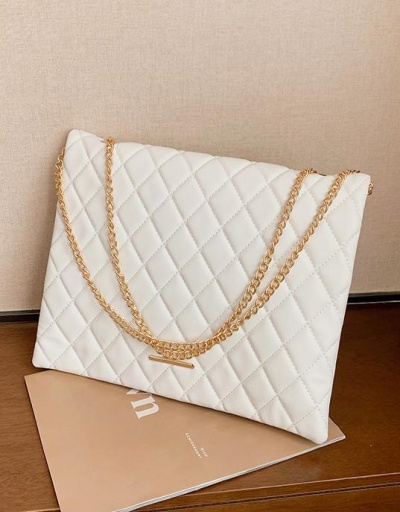 Designer Rhombus Lattice White Large Shoulder Bags #801003 $33.60 USD, Wholesale Fashion Shoulder Bags