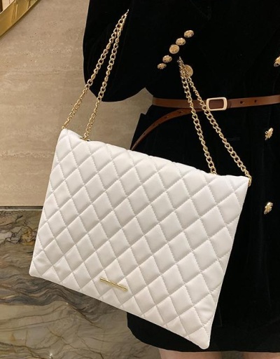 Replica Designer Rhombus Lattice White Large Shoulder Bags #801003 $33.60 USD for Wholesale