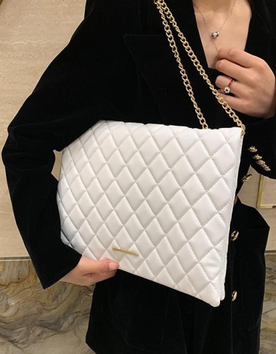 Replica Designer Rhombus Lattice White Large Shoulder Bags #801003 $33.60 USD for Wholesale