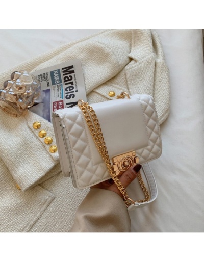 Stylish White Rhombus Lattice  Chain Shoulder Bags #801008 $16.20 USD, Wholesale Fashion Shoulder Bags