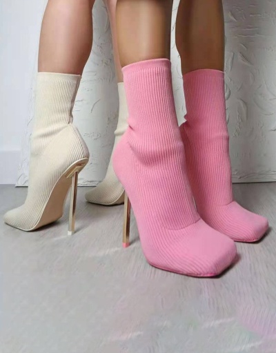 Square Toe Sexy Knitted Stretch High Heel Boots #801072 $56.35 USD, Wholesale Fashion Boots